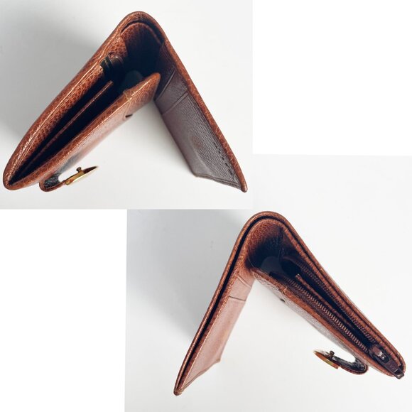 Bally Wallet French Purse Small Bifold Tan Grained Leather Vintage Y2K - Picture 7 of 11